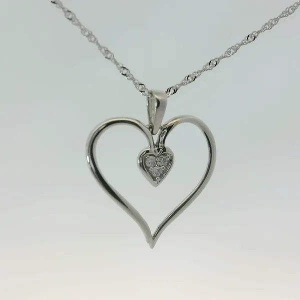 14KW Diamond Heart Pendant w/14KW 18