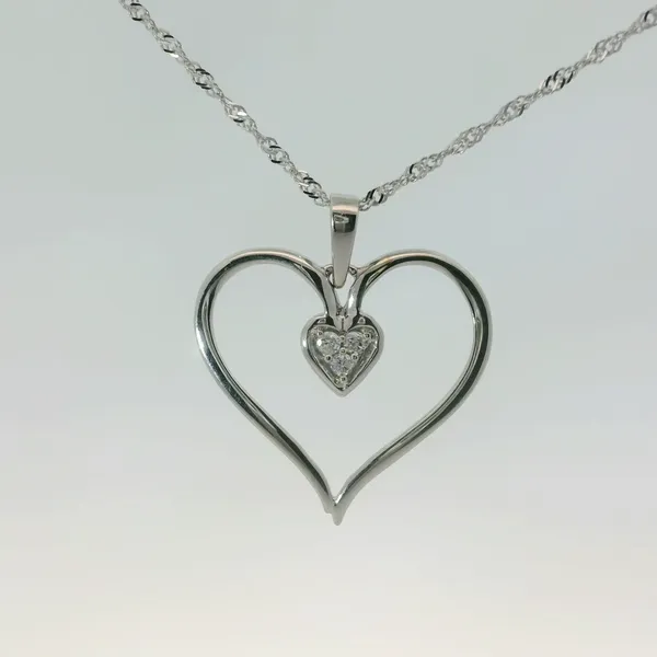 14KW Diamond Heart Pendant w/14KW 18