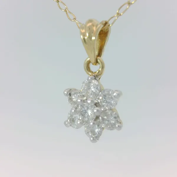 14KY Diamond Flower Pendant w/18