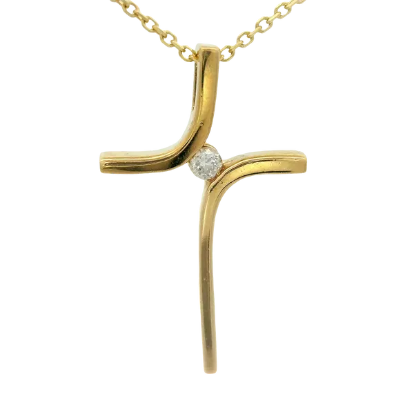 Vintage 10K Yellow Gold Diamond Cross Pendant Image 5 Chipper's Jewelry Bonney Lake, WA