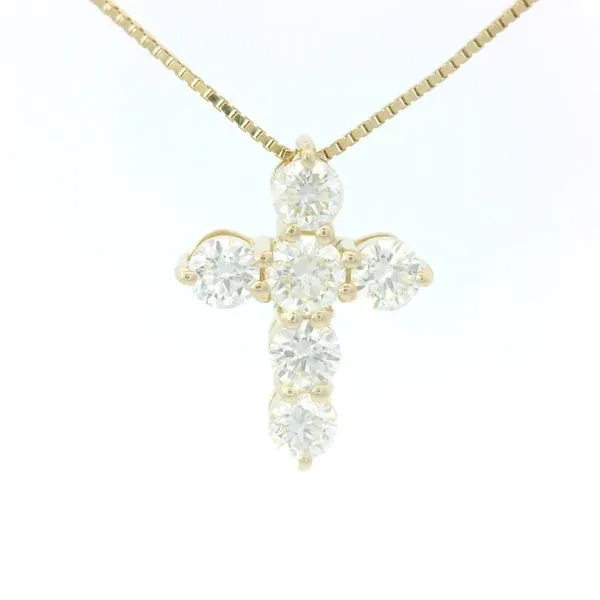 14K Yellow Gold Diamond Cross Pendant with Box Chain Chipper's Jewelry Bonney Lake, WA