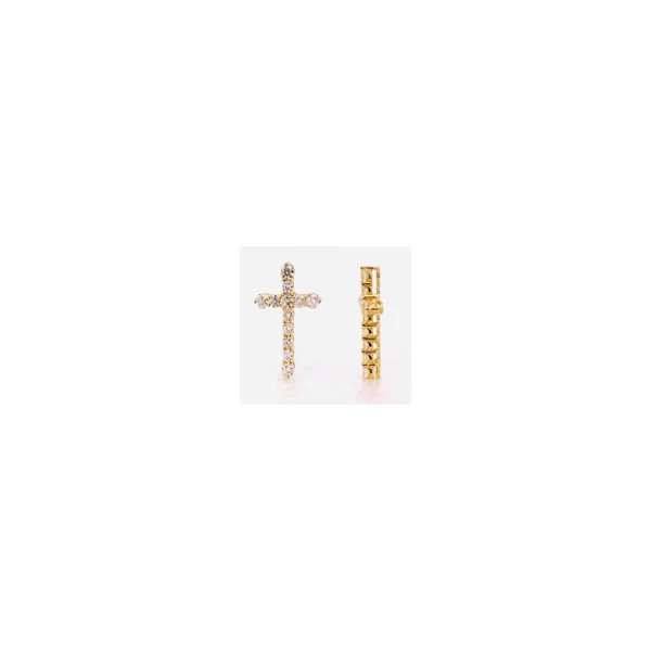 14K Yellow Gold Diamond Cross Pendant with Cable Chain Image 2 Chipper's Jewelry Bonney Lake, WA