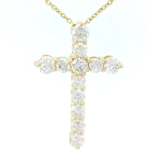 14K Yellow Gold Diamond Cross Pendant with Cable Chain Chipper's Jewelry Bonney Lake, WA