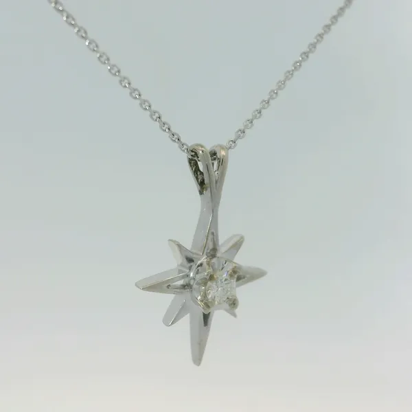 14K White Gold Diamond Star Pendant with Cable Chain Image 4 Chipper's Jewelry Bonney Lake, WA