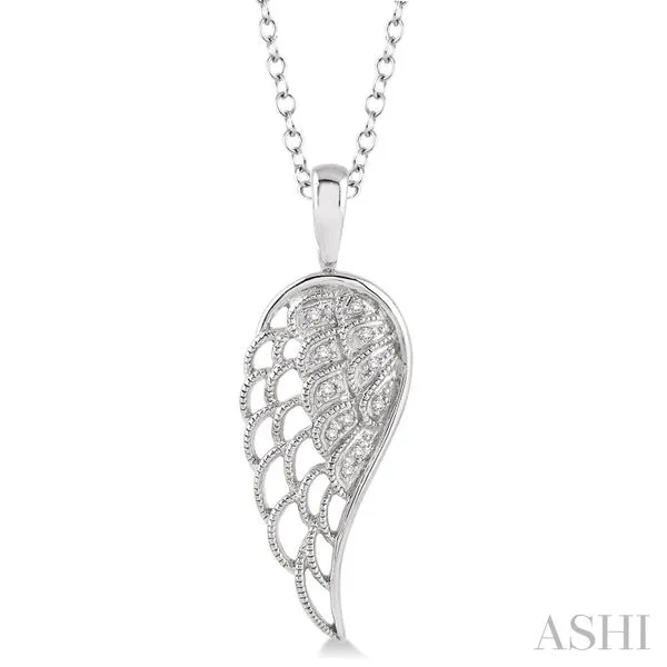 18-Inch Sterling Silver Diamond Angel Wing Pendant Chipper's Jewelry Bonney Lake, WA