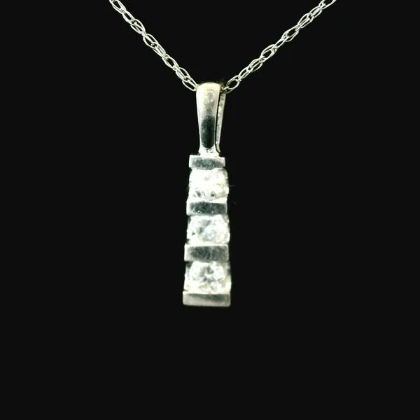 14KW 3 Stone Diamond Pendant w/ 18