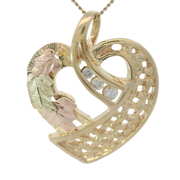 10K Black Hills Gold Diamond Heart Pendant Chipper's Jewelry Bonney Lake, WA