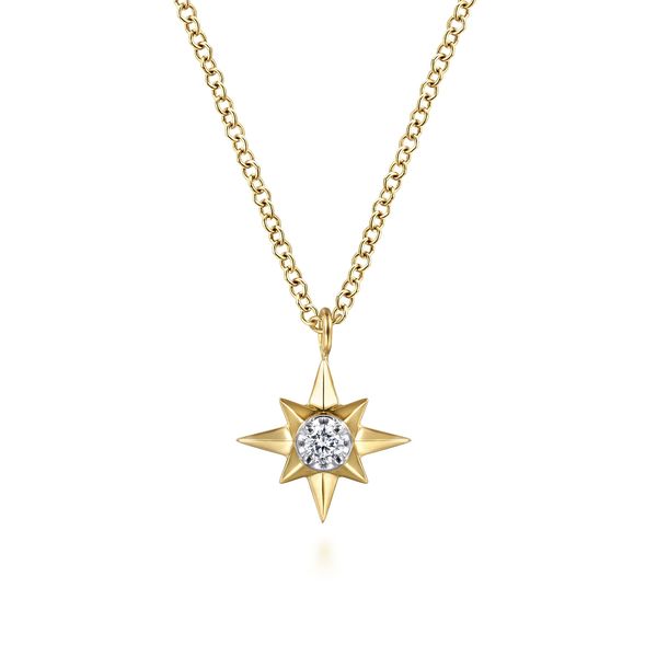 14KY Dia Starburst Pendant w/17.5
