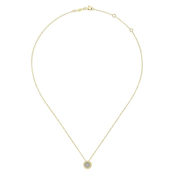 14K Yellow Gold Round Pave Diamond Pendant Image 2 Chipper's Jewelry Bonney Lake, WA