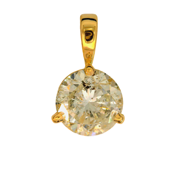 14KY Diamond Solitaire Pendant Round 1.46ct I/J I2 Chipper's Jewelry Bonney Lake, WA
