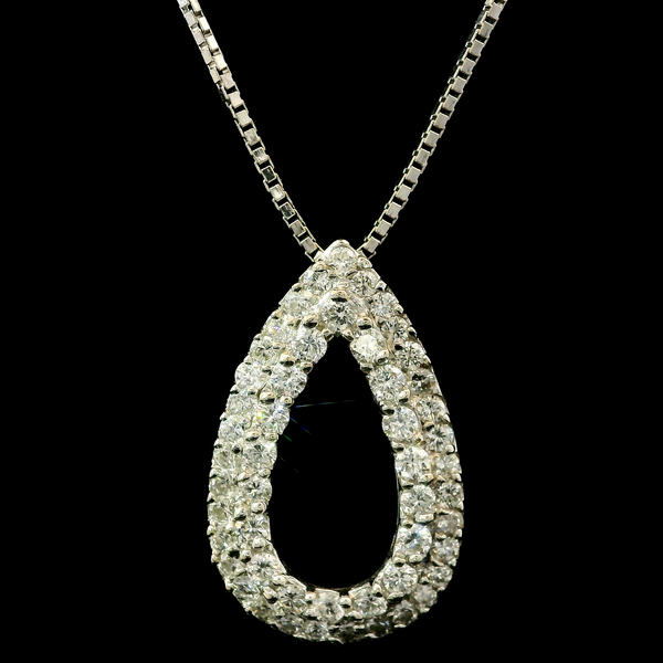 14KW Pendant w/ Pear Halos of Round Brilliant Cut Diamonds 21