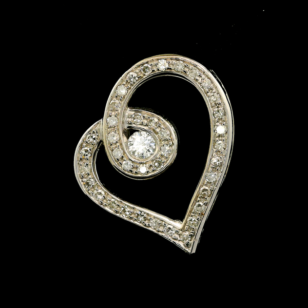 10K White Gold Diamond Heart Slide Pendant. Chipper's Jewelry Bonney Lake, WA