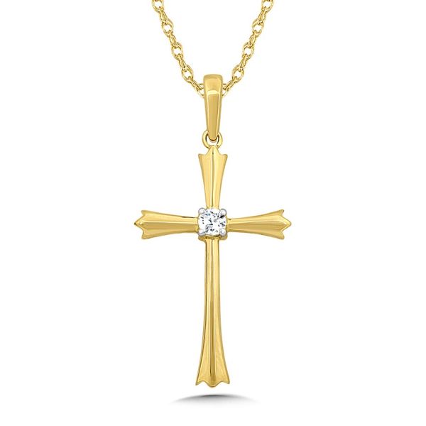 10KY Diamond Cross Pendant w/18
