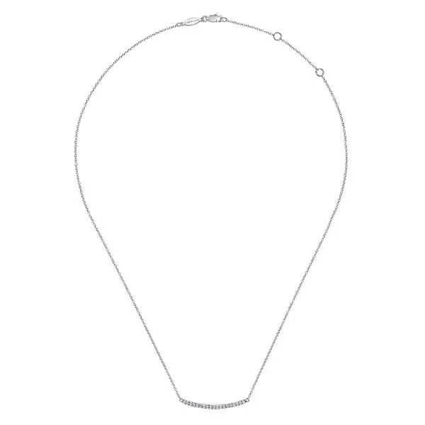 14K White Gold Diamond Pavé Curved Bar Necklace Image 2 Chipper's Jewelry Bonney Lake, WA