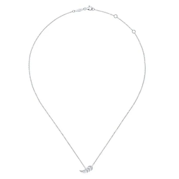 14K White Gold Leaf Pendant Necklace Image 2 Chipper's Jewelry Bonney Lake, WA