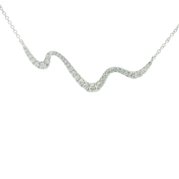 14K White Gold Graduating Diamond Wave Bar Necklace Image 3 Chipper's Jewelry Bonney Lake, WA