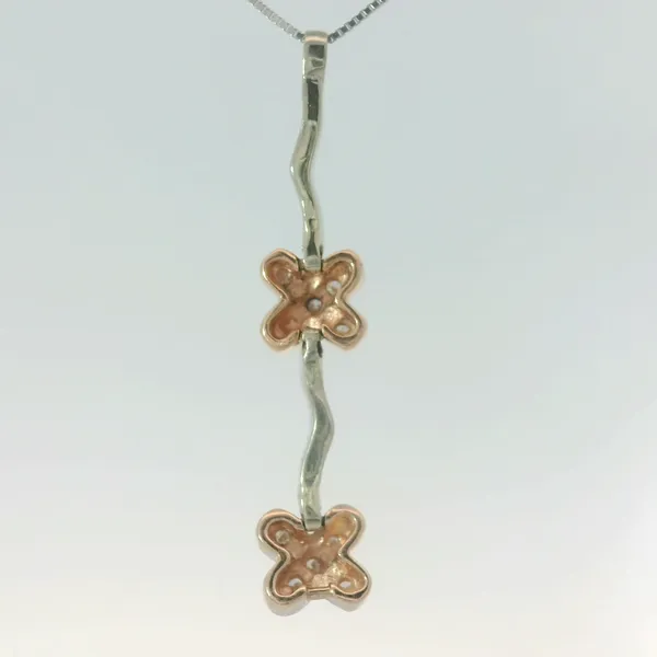 14K Rose Gold Diamond X Design Pendant with 18 Inch Box Chain Image 2 Chipper's Jewelry Bonney Lake, WA