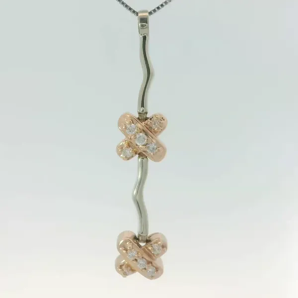 14K Rose Gold Diamond X Design Pendant with 18 Inch Box Chain Chipper's Jewelry Bonney Lake, WA