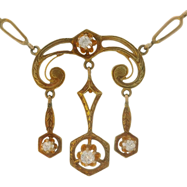 10K Yellow Gold Victorian Old Mine Cut Diamond Necklace Chipper's Jewelry Bonney Lake, WA