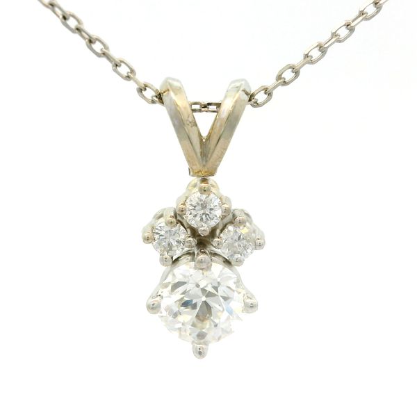 14KW Diamond Necklace with Old Euro Center 0.52ct E/F SI2.  18 Inch Cable Chain. Chipper's Jewelry Bonney Lake, WA