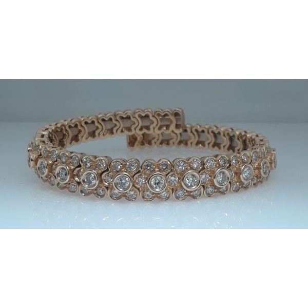 14Kt Yellow Gold Diamond Floral Cuff Bracelet Image 3 Chipper's Jewelry Bonney Lake, WA