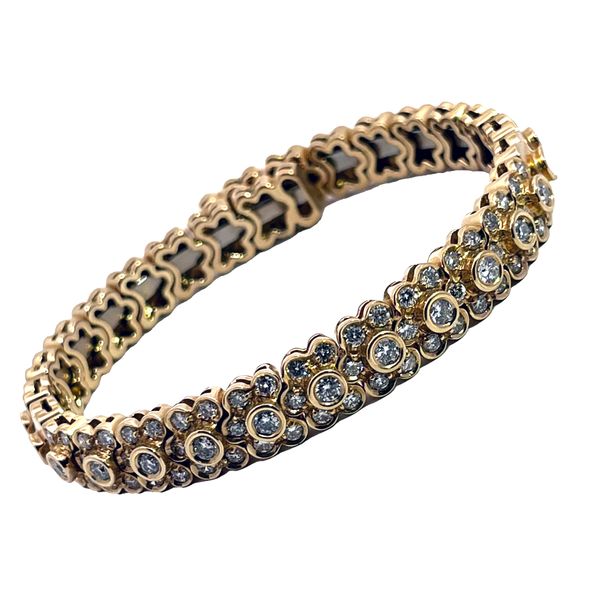 14Kt Yellow Gold Diamond Floral Cuff Bracelet Chipper's Jewelry Bonney Lake, WA