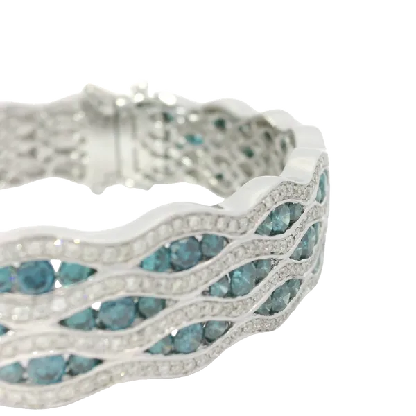 14KW Blue Diamond Wave Bangle Bracelet 5.0ctw Image 5 Chipper's Jewelry Bonney Lake, WA