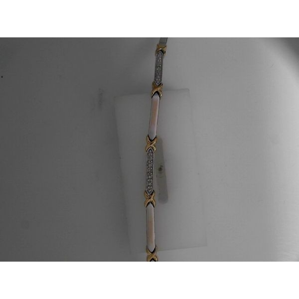10KTT Diamond Bracelet 0.03ctw with X and Bar Links 7 Inches Image 2 Chipper's Jewelry Bonney Lake, WA