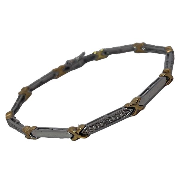 10KTT Diamond Bracelet 0.03ctw with X and Bar Links 7 Inches Chipper's Jewelry Bonney Lake, WA