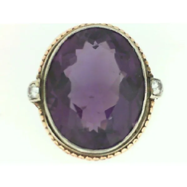 14K Tri-Color Amethyst, Diamond Ring similar item image