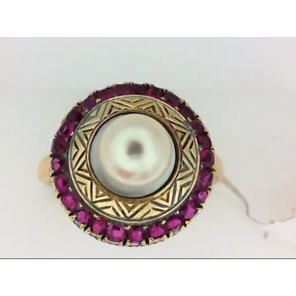 14K Yellow Gold Cultured Pearl, Ruby Ring Chipper's Jewelry Bonney Lake, WA