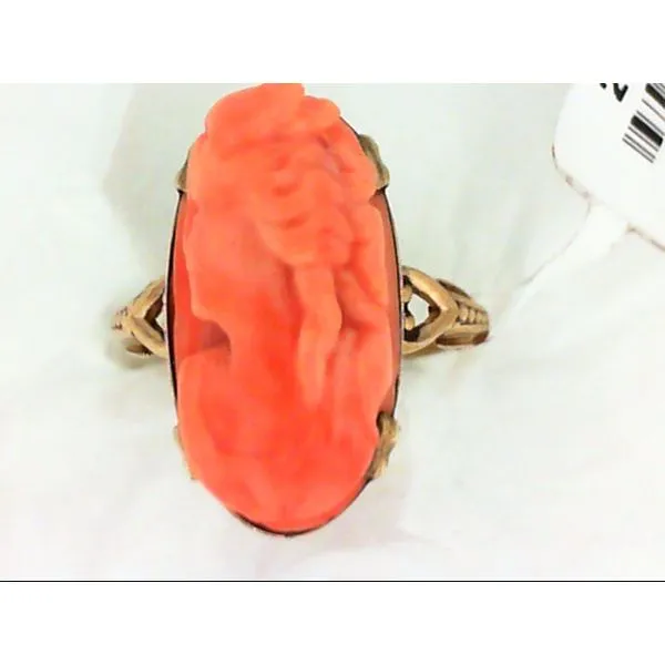 10K Yellow Gold Pink Coral Cameo Ring Chipper's Jewelry Bonney Lake, WA