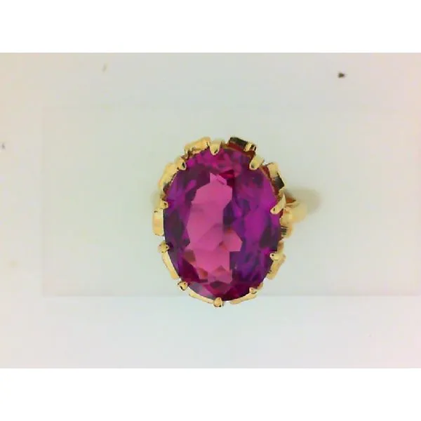 14K Yellow Gold Pink Oval Stone Ring Chipper's Jewelry Bonney Lake, WA