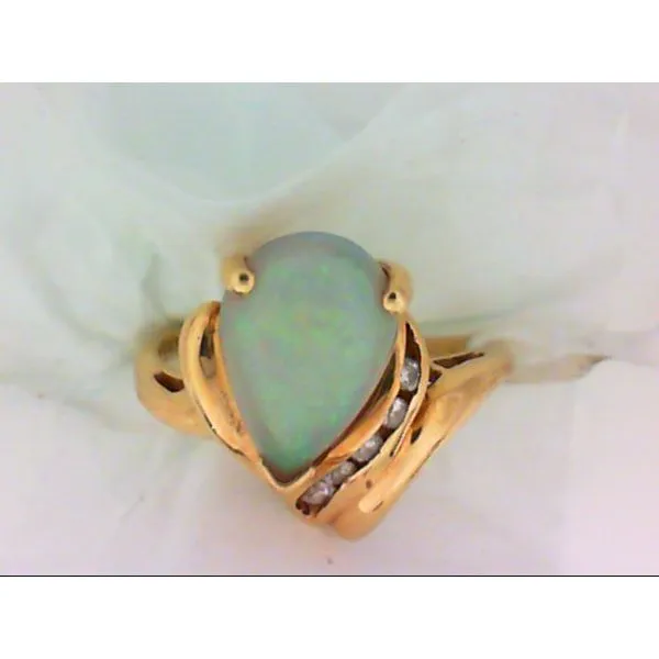 14K Yellow Gold Opal, Diamond Ring Image 2 Chipper's Jewelry Bonney Lake, WA