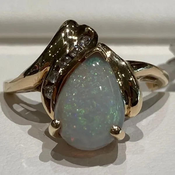 14K Yellow Gold Opal, Diamond Ring Chipper's Jewelry Bonney Lake, WA