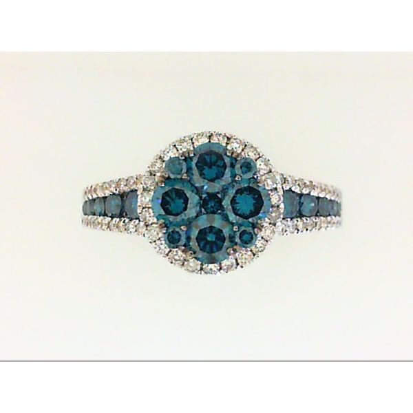 Blue and White Diamond Cluster Ring Chipper's Jewelry Bonney Lake, WA