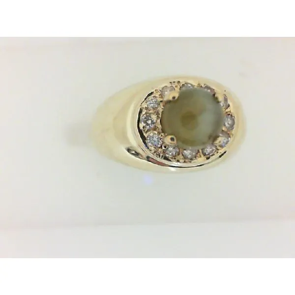 14K Yellow Gold Chryso Beryl Catseye, Diamond Ring Chipper's Jewelry Bonney Lake, WA