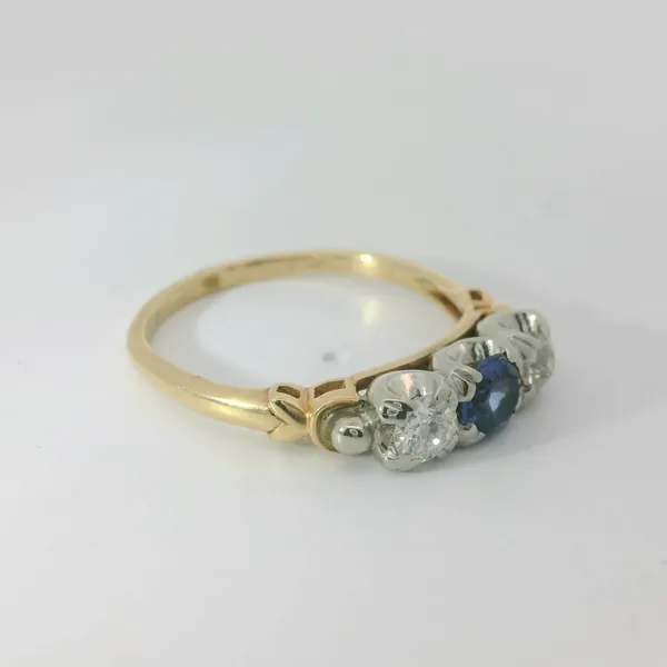 14K Yellow Gold Syn Sapphire, Diamond Ring Image 3 Chipper's Jewelry Bonney Lake, WA
