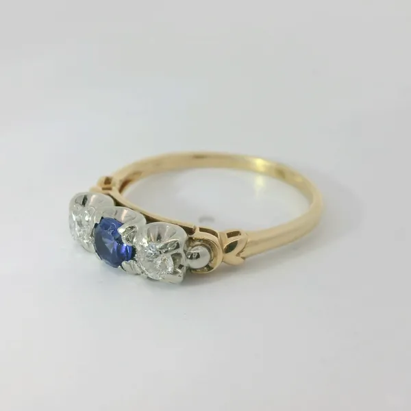 14K Yellow Gold Syn Sapphire, Diamond Ring Image 4 Chipper's Jewelry Bonney Lake, WA