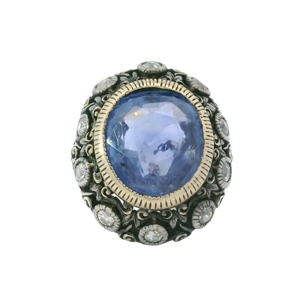14K Two-Tone Blue Sapphire Ring Image 4 Chipper's Jewelry Bonney Lake, WA