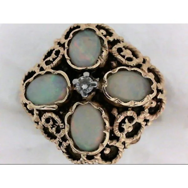 14K Yellow Gold Antique Opal, Diamond Ring Chipper's Jewelry Bonney Lake, WA