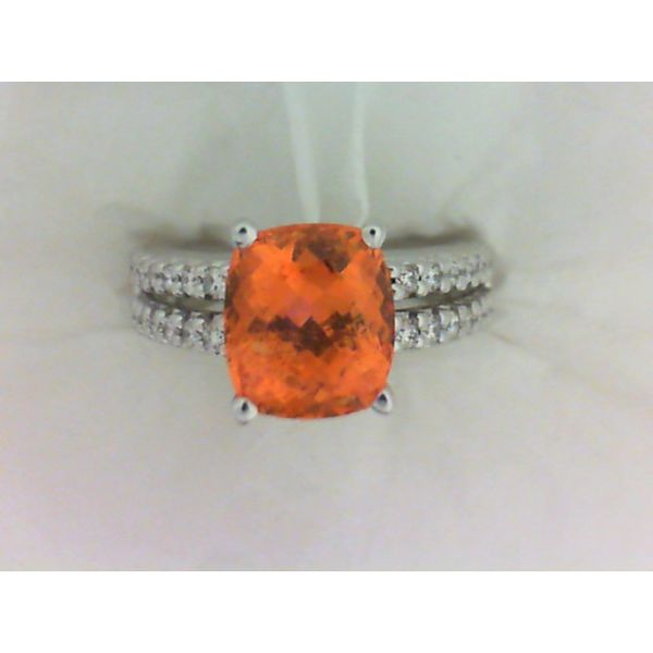 14K White Gold Spessartite Garnet, Diamond Ring Image 2 Chipper's Jewelry Bonney Lake, WA