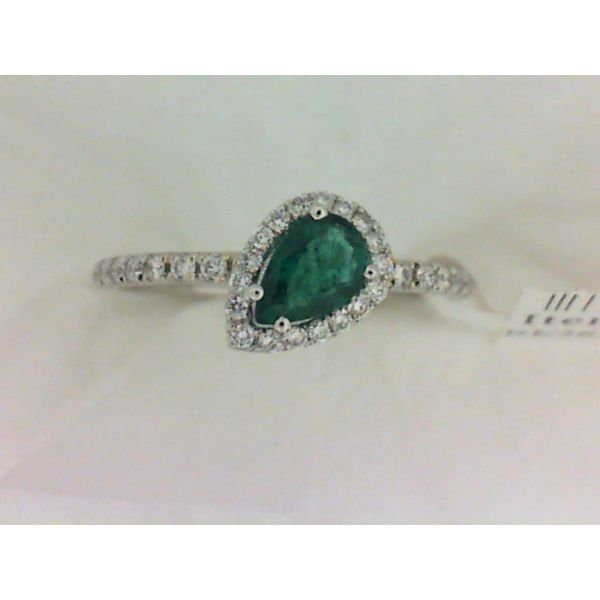 14K White Gold Pear Shaped Emerald Ring with Diamonds Chipper's Jewelry Bonney Lake, WA