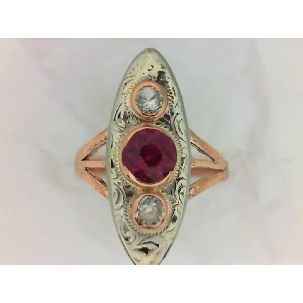 10K Two Tone Synthetic Corundum Ring Chipper's Jewelry Bonney Lake, WA