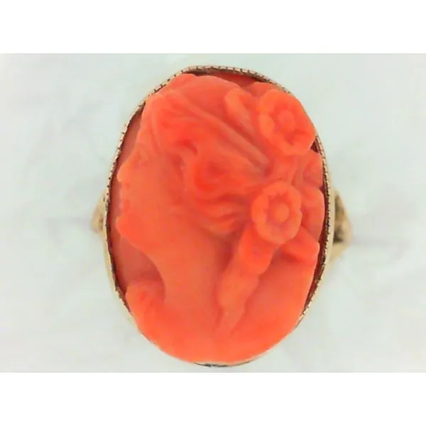 10K Yellow Gold Pink Coral Cameo Ring Chipper's Jewelry Bonney Lake, WA