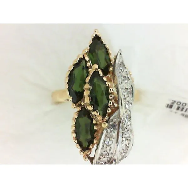 14K Yellow Gold Green Tourmaline, Diamond Ring Chipper's Jewelry Bonney Lake, WA