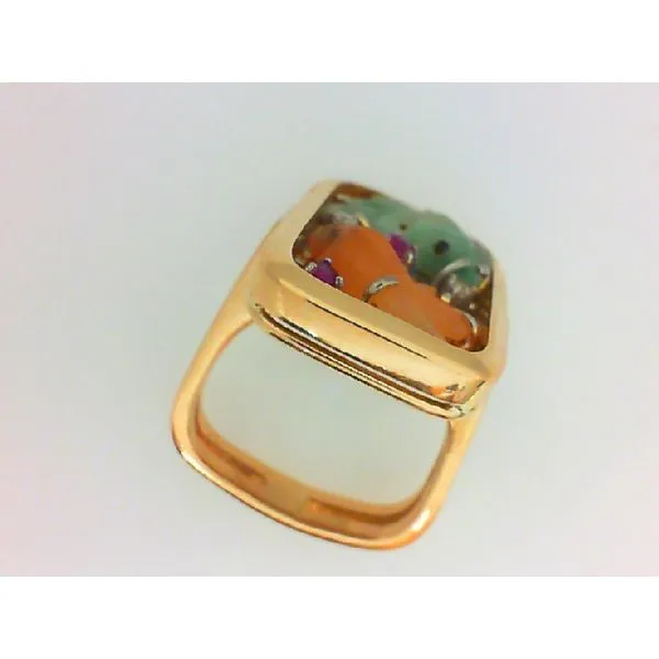 14K Yellow Gold Jade, Ruby, Diamond Ring Image 2 Chipper's Jewelry Bonney Lake, WA