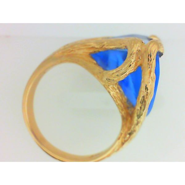 14K Yellow Gold Synthetic Sapphire Ring Image 2 Chipper's Jewelry Bonney Lake, WA