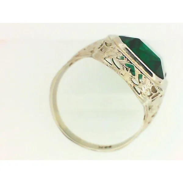 14K White Gold Synthetic Emerald Ring Image 2 Chipper's Jewelry Bonney Lake, WA