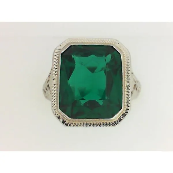 14K White Gold Synthetic Emerald Ring Image 3 Chipper's Jewelry Bonney Lake, WA